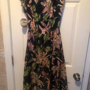 Off the shoulder tropical high low romper